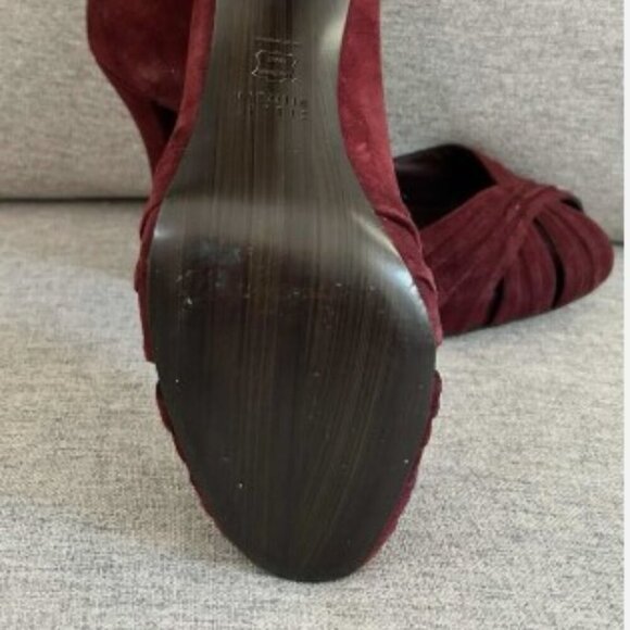 Stuart Weitzman Maroon Suede Peep Toe Heels US 8.5 - Picture 4 of 5